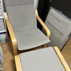 IKEA イケア　ロッキングチェア　ポエング＋オットマン＋交換用...