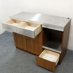 unico/ウニコ STRADA/ストラーダ キッチンカウンター 幅120 ステンレス天板 インダストリアル  食器棚 中古家具 店頭引取歓迎 R6134)