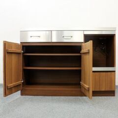 unico/ウニコ STRADA/ストラーダ キッチンカウンター 幅120 ステンレス天板 インダストリアル  食器棚 中古家具 店頭引取歓迎 R6134)