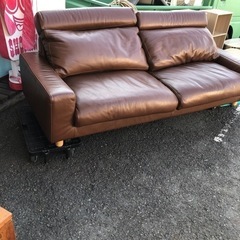 ★多少使用感有の為、大特価！★MUJI 無印良品 フェザーダウン 本革 レザー 3人掛けソファ 3シーター ソファ 定価¥200,000位 R040709