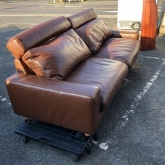 ★多少使用感有の為、大特価！★MUJI 無印良品 フェザーダウン 本革 レザー 3人掛けソファ 3シーター ソファ 定価¥200,000位 R040709