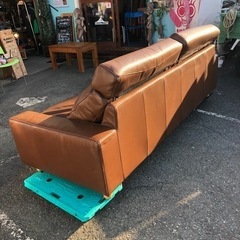 ★多少使用感有の為、大特価！★MUJI 無印良品 フェザーダウン 本革 レザー 3人掛けソファ 3シーター ソファ 定価¥200,000位 R040709