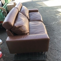 ★多少使用感有の為、大特価！★MUJI 無印良品 フェザーダウン 本革 レザー 3人掛けソファ 3シーター ソファ 定価¥200,000位 R040709