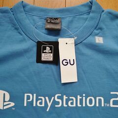 【新品】公認Play Station2ロゴ水色コットンビッグTシャツ