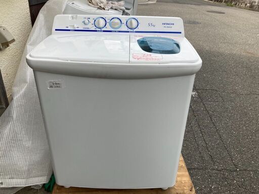 ☆中古￥13,500！【会員価格￥10,800】HITACHI　日立　5.5kg　2槽式洗濯機　家電　PS-55AS2型　2018年製　幅76cmｘ奥行45cmｘ高さ93cm　【BG058】