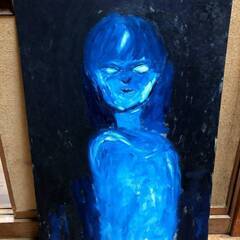 絵画「BLUE WOMAN」油彩画最高傑作 美術品ジョアンミロ風...