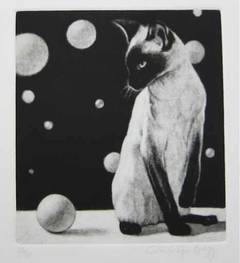 希少！チャールズ・リン・ブラッグ 猫の銅版画 2枚セット 美品