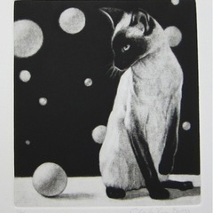 希少！チャールズ・リン・ブラッグ 猫の銅版画 2枚セット 美品
