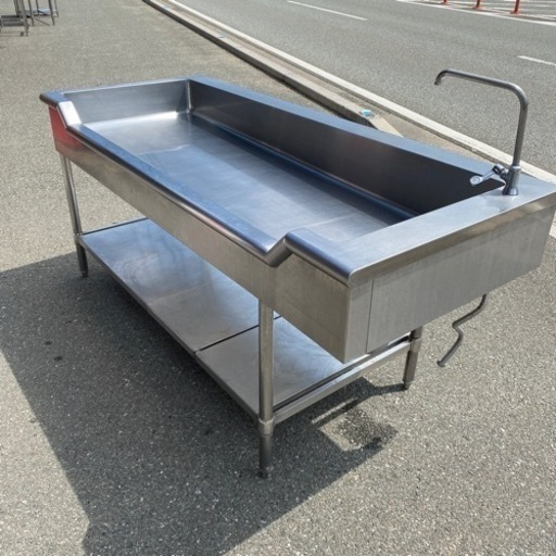 ☆中古品 船形 1層シンク 蛇口有り 傾斜有り 厨房機器 ③