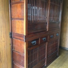 引越しに伴い断捨離●水屋箪笥/食器棚●欅無垢材