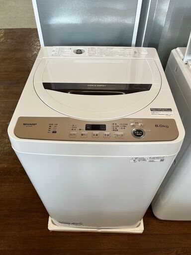 【店頭お渡し】未使用品　6キロ洗い全自動洗濯機　シャープ　ES-GE6F-T　2022年製