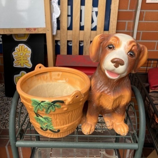 わんちゃん 植木鉢 置物 埼玉犬
