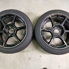 P1レーシング 17インチ 9j+37 ２本セット 新品タイヤ&カバー付き