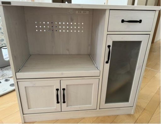「受け渡し決定」レンジ台 完成品 88幅 一人暮らし 白 キッチン収納 食器棚