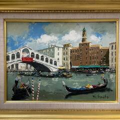 【全国発送可能！】斎藤要作 『リアルト橋』47×38cm 油彩画 