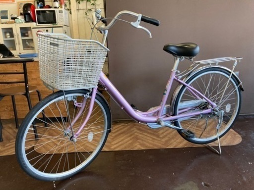 【ブリヂストン　アルミフレーム】LEDライト　24インチ自転車　ピンク
