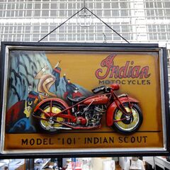 インディアン モーターサイクル 木製 看板 プレート 立体 壁掛...