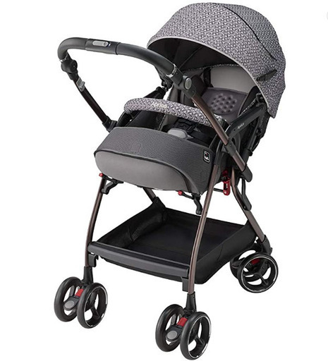 【新生児~】Aprica 両対面オート4輪ベビーカー オプティア クッション プレミアム Optia Cushion Premium グレーモザイク レインカバー付き