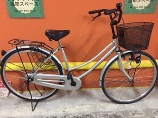 《レンタサイクル店使用　自転車整備士整備済み！》NO144中古車　26インチ　シティサイクル 　シルバー