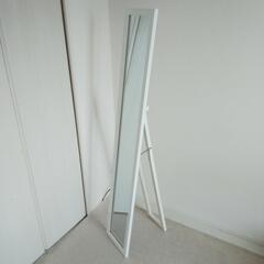木製スタンドミラー 白/ホワイト 25×142cm　姿見 全身鏡