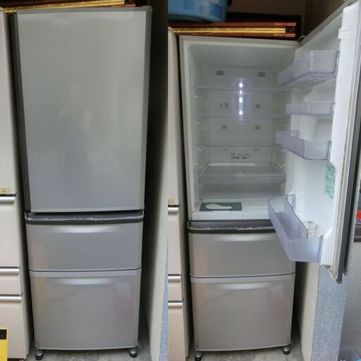 ３ドア三菱ノンフロン冷凍冷蔵庫MR-C37EX-AS　2014年製　370L