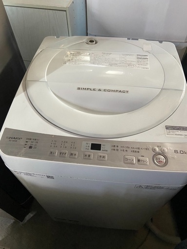 早い者勝ちSHARP ES-GE6B W 全自動洗濯機 6kg