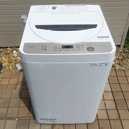 Y0759 2021年製 SHARP ES-GE6E-T 全自動洗濯機 6kg 高年式 シャープ