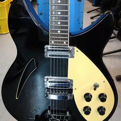 エレキギター　セミアコエレキギター　メーカー不明　韓国製　ヘッドロゴ　rock'n'roll　リッケンバッカーコピーモデル　弦交換済　ギグバック付 エレキギター セミアコエレキギター メーカー不明 韓国製 ヘッドロゴ