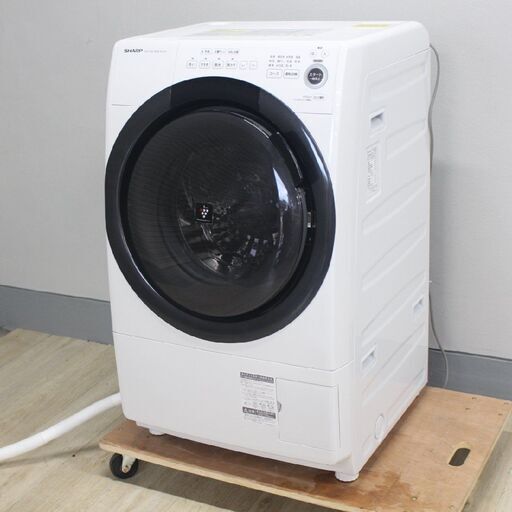 T135) SHARP シャープ 洗濯7.0kg 乾燥3.5kg 2021年製 ドラム式洗濯機 ES-S7F 左開き プラズマクラスター 洗濯 乾燥 ホワイト 家電