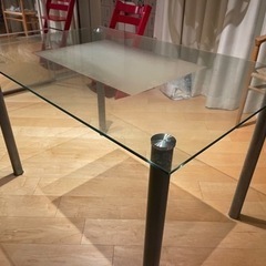 【ネット決済】ダイニングテーブル　ガラステーブル ガラス天板 テ...