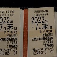 【ネット決済】近鉄電車の優待券（202207末までの使用期限）