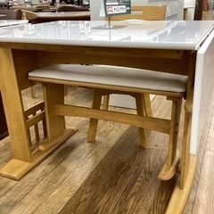 KG-56【新入荷 アウトレット】ベンチダイニング4点セット 白×ナチュラル