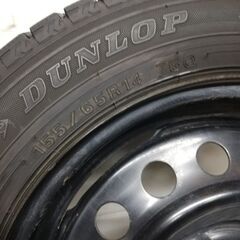 ＜スタッドレスタイヤ & ホイール 4本＞ 155/65R14 ダ ンロップ 2016年製 85%  14x4.5J ミツビシ製 4H -100 軽自動車   ～横浜市旭区 ズーラシア近く～