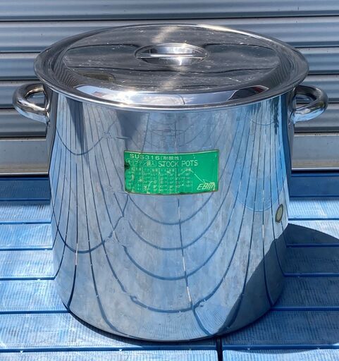 EBM　半寸胴鍋　39cm　46L　モリブデン鋼入　SUS316（耐酸性） 目盛り付き　②