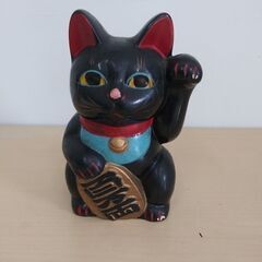 昭和レトロ　アンティーク　黒猫　招き猫　貯金箱