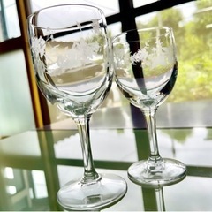 【ネット決済】花柄　ワイングラス　2個セット
