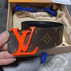 Louis Vuitton 2019SS Orange Monogram LV Logo Brown Belt Virgil Abloh