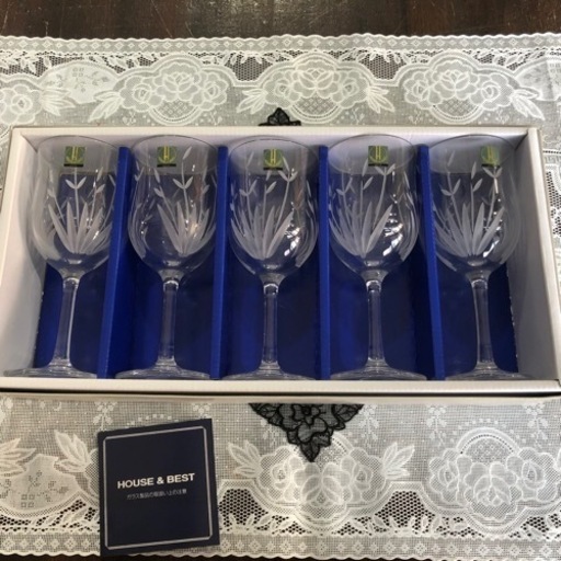 未使用品　グラス　5点　セット　箱入り　ガラス　HOYA クリスタル　おすすめ　現品限り‼︎