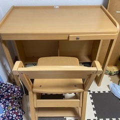 OKAMURA 木製　机と椅子　セット