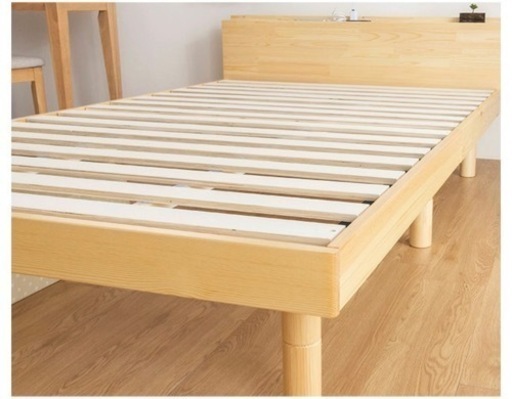 シングルベッド フレーム 枠 ブックシェルフ棚 コンセント付き 天然木 すのこベッド