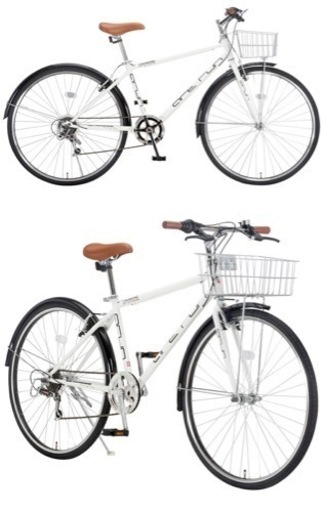 美品 カゴ付き クロスバイク ホワイト