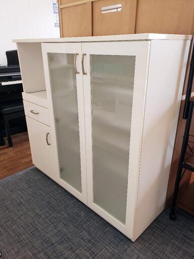 ニトリ キッチンボード（ホワイト）幅119.5cm×高さ115.5cm [クリーニング済・配送可] 管理番号81707