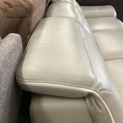 3人掛けソファ レザーソファ ライトグレー L字型 ヘッドレスト角度調整可【ユーズドユーズ名古屋天白店】 J1937
