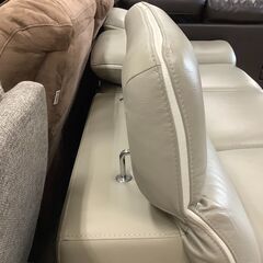 3人掛けソファ レザーソファ ライトグレー L字型 ヘッドレスト角度調整可【ユーズドユーズ名古屋天白店】 J1937