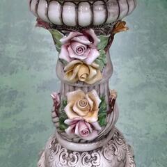イタリア製陶製コラムスタンド　花台　イタリア製アンティーク調陶器...