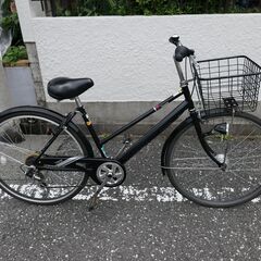 自転車　シティクロスバイク　26インチ　黒　シマノ６段変速　パナ...