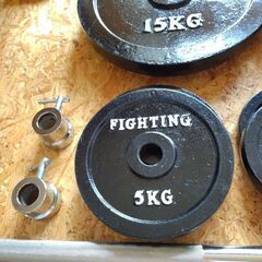 ファイティングロード、バーベル100kgセット、自作ベンチ台サービス