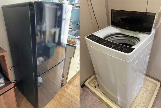【使用期間1年未満】2021年製 ハイアール 5.5kg 洗濯機( JR-NF148B) 148L 冷凍冷蔵庫(JW-C55D)