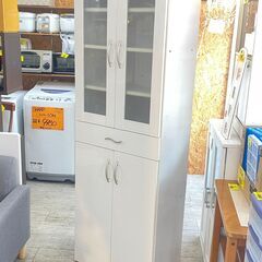 食器棚 キャビネット 横幅60cm 鏡面仕上げ 白 ホワイト ★買取帝国 志木店