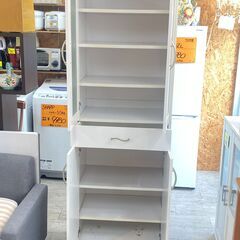 食器棚 キャビネット 横幅60cm 鏡面仕上げ 白 ホワイト ★買取帝国 志木店